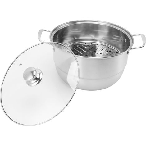 Casserole à vapeur en acier inoxydable, multifonctionnelle, épaisse, multicouche, grande capacité, en martensite, avec couvercle en verre double paroi (1/5)