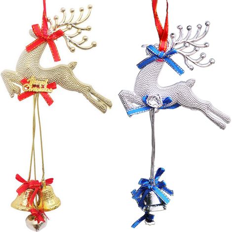 Clochette En Métal - Ornements De Noël Cerf Et Cloche - Décoration Arbre De Noël - Lot De 2 (1/5)