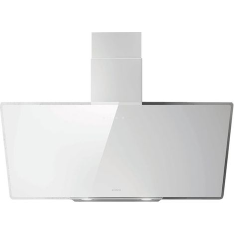 Elica – Hotte décorative inclinée 90cm 713m3/h blanc – Évacuation ou recyclage – Moteur intégré – 3 vitesses – Éclairage LED