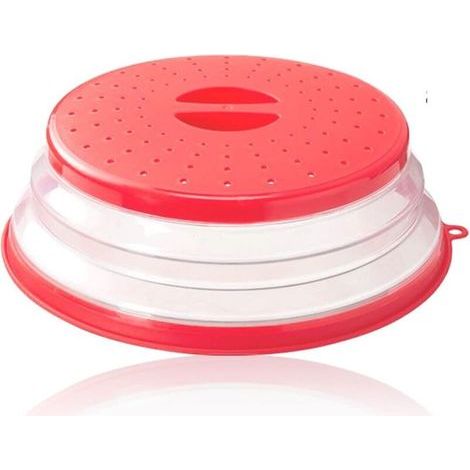 Couvercle micro-ondes, plaque micro-ondes pliable, couvercle de filtre micro-ondes pliable, bouclier anti-éclaboussures avec évents, sans BAP et non toxique (rouge) (1/5)