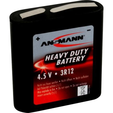 Ansmann – Pile plate 3R12 carbone-zinc 1700 mAh 4.5 V – Non rechargeable – Recommandée pour lampes de poche et radios – 1 pièce (1/5)