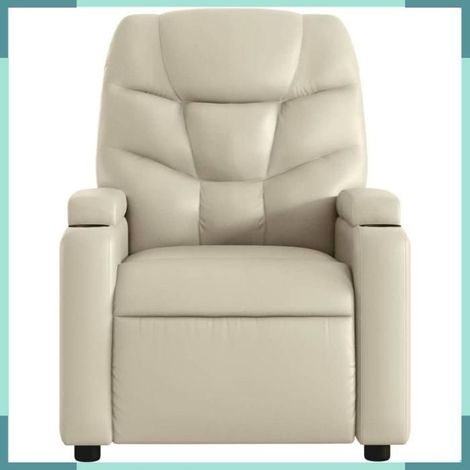 372466 Fauteuil Inclinable Similicuir Crème 74x89x100cm Mousse Polypropylène 110kg (1/5)