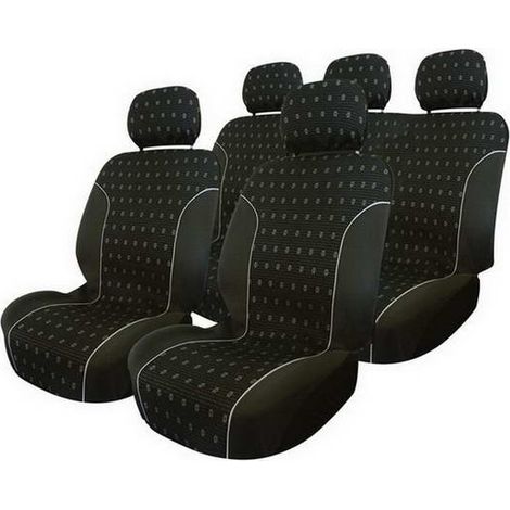 JEU DE HOUSSES UNIVERSEL BLACK FLOWER NOIR 9PCS (AIRBAG)