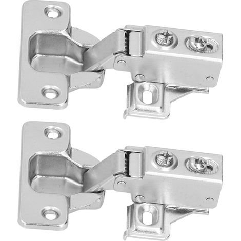 Lot de 2 charnières de porte à bras court avec vis, charnière à amortissement hydraulique américain 90‑105° pour armoire/placard (1/5)