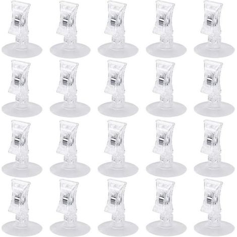20pcs Crochet à Ventouse en Plastique, Support Photo Plastique Clip à Ventouse Crochet à Ventouse D'Aspiration Pince à Ventouse (1/4)