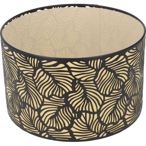 Jeffergarden Abat-jour en métal creux noir avec doublure jaune, abat-jour de lampe de Table en métal pour Base de calibre E27 E14 (1/5)