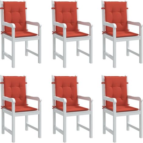 Cojines silla respaldo bajo 6 ud tela rojo melange 100x50x4 cm