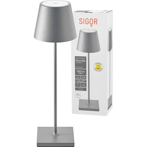 [NEUWERTIG] B-Ware Sigor Led Akkutischlampe Nuindie Tischlampe Leuchte Usb C Graphit Ip54 Dimmbar