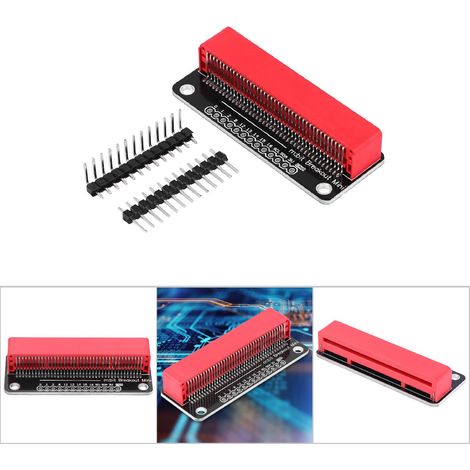 Carte d'extension dorée pour Micro:bit mini composants pins 2.54mm rouge 58x26mm avec kit broches droites angulaires à souder (1/5)