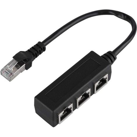 Ausla Ethernet Extension Cable Adapter Splitter Port Transfer Connector Male to 3 Female Network RJ45 Network Adapter Ethernet Extension Cable (1/4)