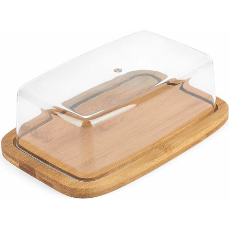 Rechteckiges Bambus-Holzbrett mit Deckel 19 x 12,5 x 1 cm / 16,8 x 10,3 x 5,2 cm