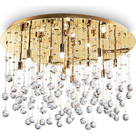 Plafoniera Contemporanea Moonlight Metallo-Cristallo Oro 12 Luci G9 3W 3000K (1/3)