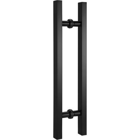 Poignée de porte coulissante en acier inoxydable noir mat – Poignée en H double face pour verre et bois – Installation facile (1/5)