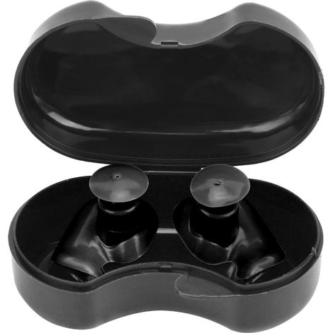 Bouchons d'oreilles spiralés en silicone étanches et anti-poussière pour enfants et adultes, accessoire de natation (noir) (1/5)