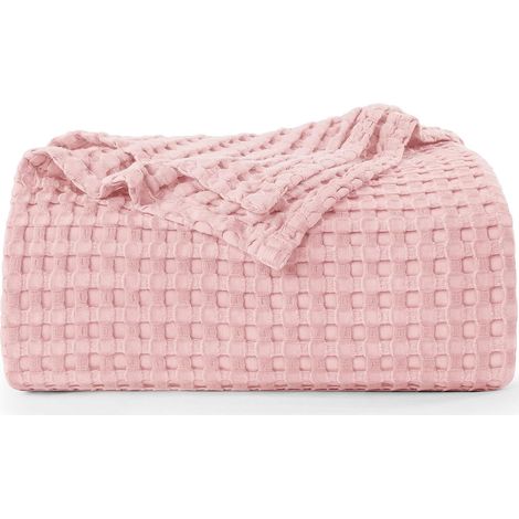 Couverture en coton à motif gaufré (rose, 110 x 70 cm), douce, légère et respirante, idéale pour tous les lits en toutes saisons.