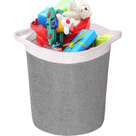 Panier à linge portable, sac de rangement, tissu imperméable, pliable, organisateur de vêtements et jouets, grande capacité (gris-blanc) (1/5)