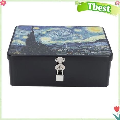 Boîte de rangement en métal avec couvercle, organisateur verrouillable multifonctionnel pour bijoux, maquillage, nourriture, (1/4)