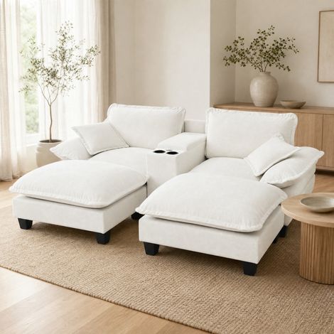 Canapé modulable rangement USB chenille beige OKMYHOME (1/5)