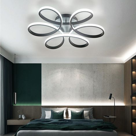 Modern Petal LED Chandelier Ceiling Light, Black 58CM Cool White (1/4)