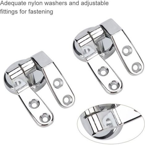 Charniere Abattant Toilette - Alliage De Zinc - Ajustable Pour Couvercle De WC - 1 Paire (1/4)