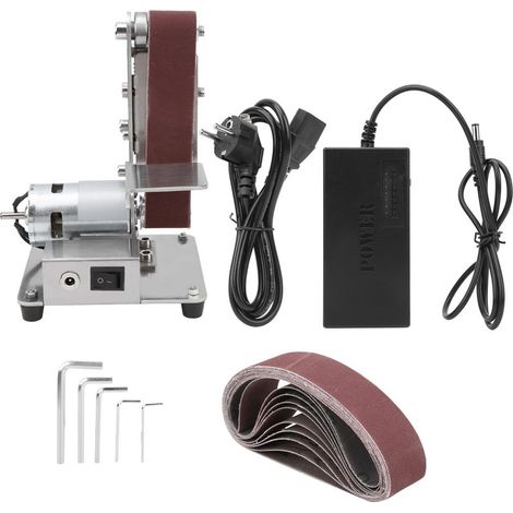 Ponceuse à bande ,ponceuse électrique 300W,7 Contrôle de vitesse variable,Réglable min ponceuse stationnaire excentrique ponceuse à Bande Avec 10 Bandes Abrasives Pour Bois Métal Avec Rapporte (1/5)