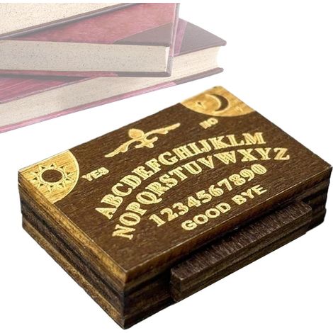 Planche Ouija Miniature avec Tiroir Planchette pour Séance de Ouija Accessoires Halloween en Bois, Déco Paysage Miniature avec Tiroir Intégré pour Fête (1/5)