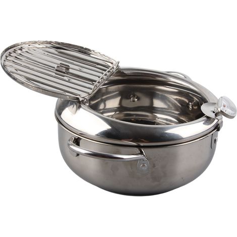 Mini-poêle à frire japonaise en acier inoxydable avec thermomètre, compatible avec les plaques à induction, 20 cm (1/5)