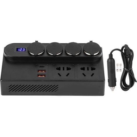 Convertisseur de tension 200W 12-24V vers 220V avec chargeur rapide 7 ports USB, transformateur de puissance pour voiture (1/5)