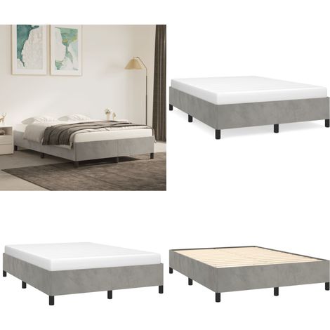 Giroletto senza Materasso Grigio Chiaro 140x200 cm Velluto - Materasso a doghe - Letto in velluto