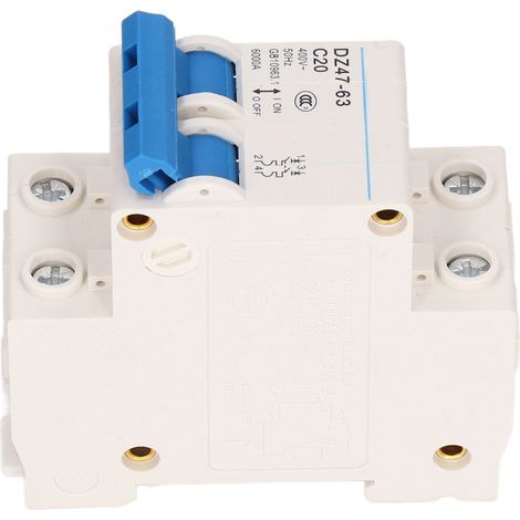 Disjoncteur miniature 2P, isolateur de courant différentiel, montage sur rail DIN, 400 V, 20 A, DZ47‑63 C20 (1/5)