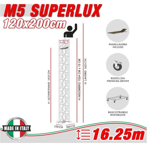 Trabattello M5 SUPERLUX Altezza lavoro 16,25 metri
