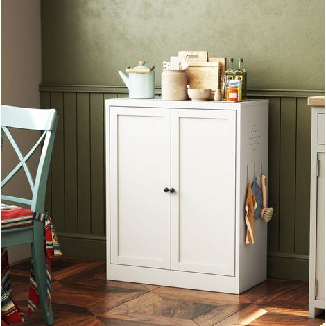 Mobile dispensa cucina in metallo bianco 88 x 70 x 35 cm con ripiani regolabili DESVIAE (1/5)