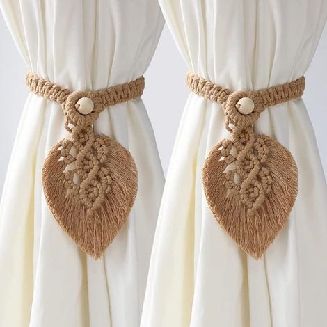 Confezione, Nastri per tende, Corda di cotone tessuta a mano per tende, Appendi tende, Ganci per tende fatti a mano, Corda di cotone tessuta a mano Ganci per tende stile rustico (1/5)
