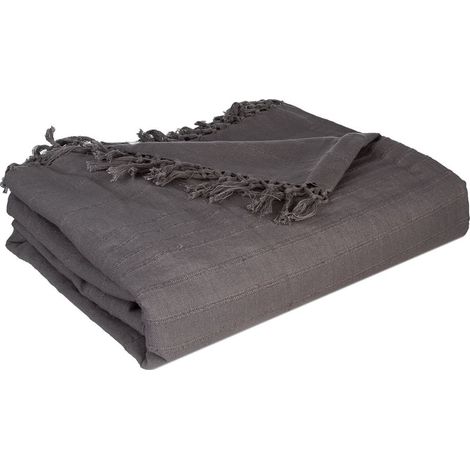 Jeté de lit 230x250 gris coton (1/3)