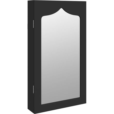 Armoire à bijoux avec miroir,Meuble de Rangement murale pour ranger Boucles d’Oreilles,colliers noir 37,5x10x67 cm -48645 (1/5)