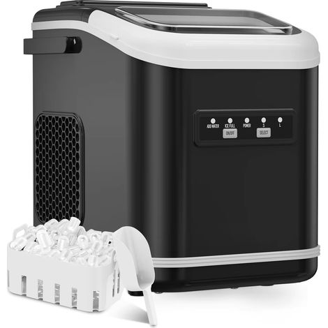 Machine à glaçons électrique – Noire – Nettoyage auto – Forme balle – Maison/bar – Portable – Autonome