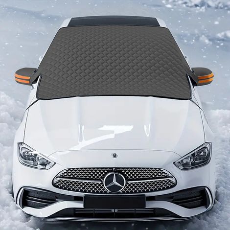 Schneeschutz für Autos - Schneeschutz - Schneeschutz für Elektrofahrzeuge im Winter - Verstärkte magnetische Frontabdeckung - Schneeschutz für Glasscheiben - Doppelseitige schwarze magnetische Schnees