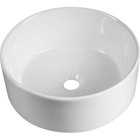 Aqualine - Lavabo sobre encimera, diámetro 40 cm, sin rebosadero, sin orificio para grifo, blanco 40150 (1/5)