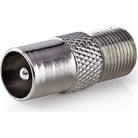 Adattatore satellite e antenna iec coax maschio f femmina nichelato 75 ohm diritto metallo argento 1 pz scatola