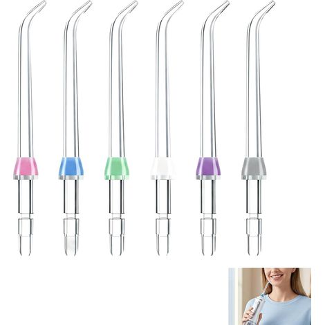 6 Pièces Embout Jet Dentaire Compatibles WP100 WP660 WP250 et Autres Modèles, Buse Rechange Hydropulseur Embouts Jet Dentaire Haute Pression, Recharges Hydropulseur Nettoyage Dents Gencives (1/5)