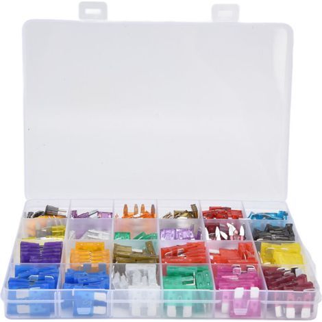 250 Pièces Fusibles Auto - Kit Assortiment Lames 2A à 40A avec Feuille Aluminium pour Remplacement Automobile