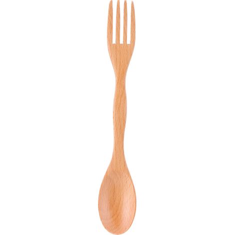 Cuillère fourchette intégrée en hêtre pour cuisine maison, restaurant, école et table.
