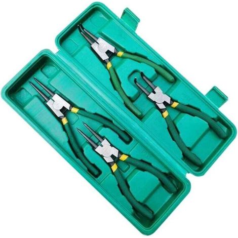 Jeu de pinces à circlips, 7 pouces, externes, internes, droites et coudées (1/4)