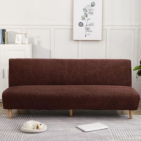 Jacquard-Stretch-Sofabezug, wasserdichter Sofa-Bettbezug, armloser Sofabezug, universeller rutschfester Sofabezug (160–190 cm, Kaffee) (1/5)