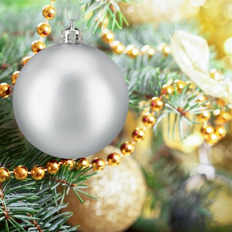Set di palline per albero di natale argento e bianco varie finiture