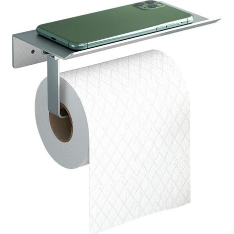Toilet Paper Holder Wall Mount Aluminum (Perforated) Roll Holder with Spacious Shelves for Toilet and Kitchen