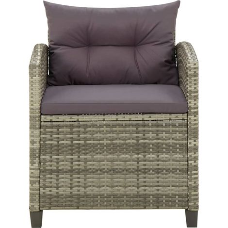 Maison Exclusive - Gartenstuhl mit Kissen Poly Rattan Grau
