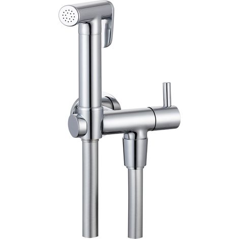 Kit idroscopino cromato tondo doccetta per wc portatile shut-off monogetto con leva