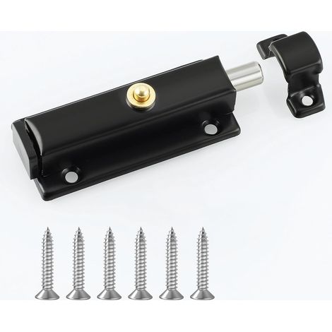 Verrou Porte Interieure, 8.3 CM, Serrure de Porte avec Bouton Noir  Serrure de Porte Automatique pour Portes de Sécurité, Meubles, Armoires (1/5)