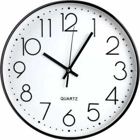 1 Quarz-Wanduhr, geräuschlos und kreativ gestaltet, eleganter schwarzer Rahmen und weißes Zifferblatt (30 cm) (1/5)